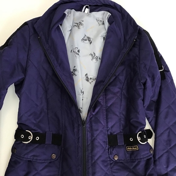Golden Dress Blue Made in Germany  quilted equestrian barn jacket. Size medium. - Picture 7 of 13